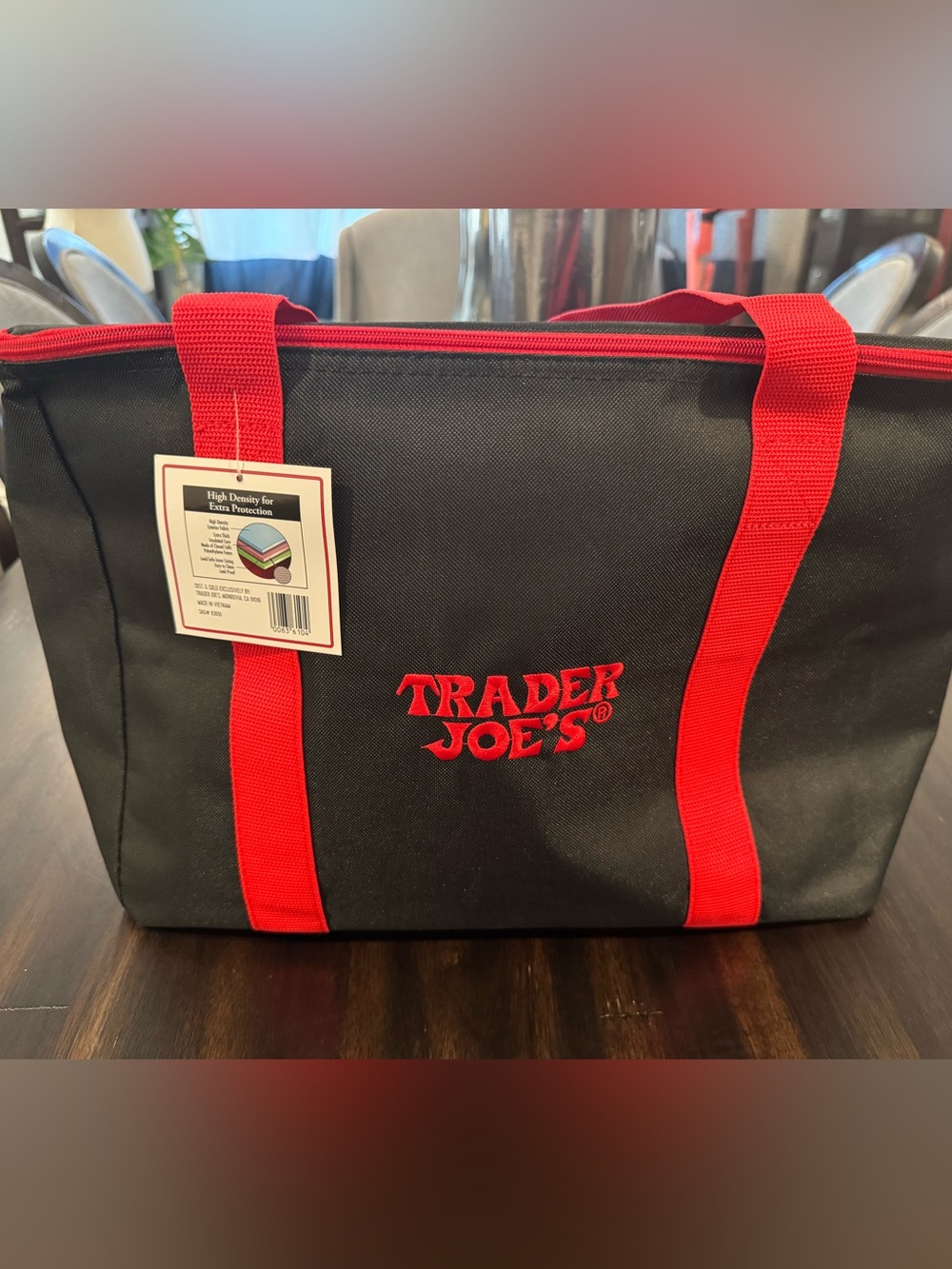 Black and Red Insulated Tote Bag